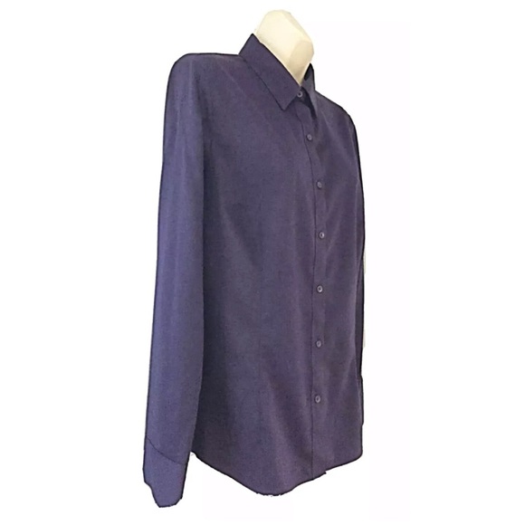 COLDWATER CREEK Sz 8 Eggplant Sateen Shirt - Picture 2 of 6